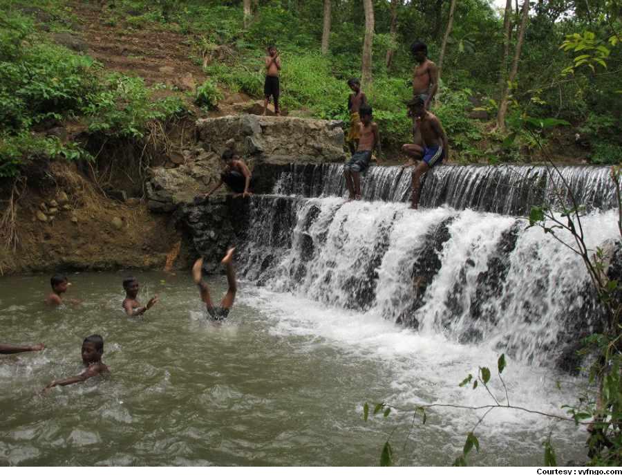 Kids Enjoying Waterfalls
