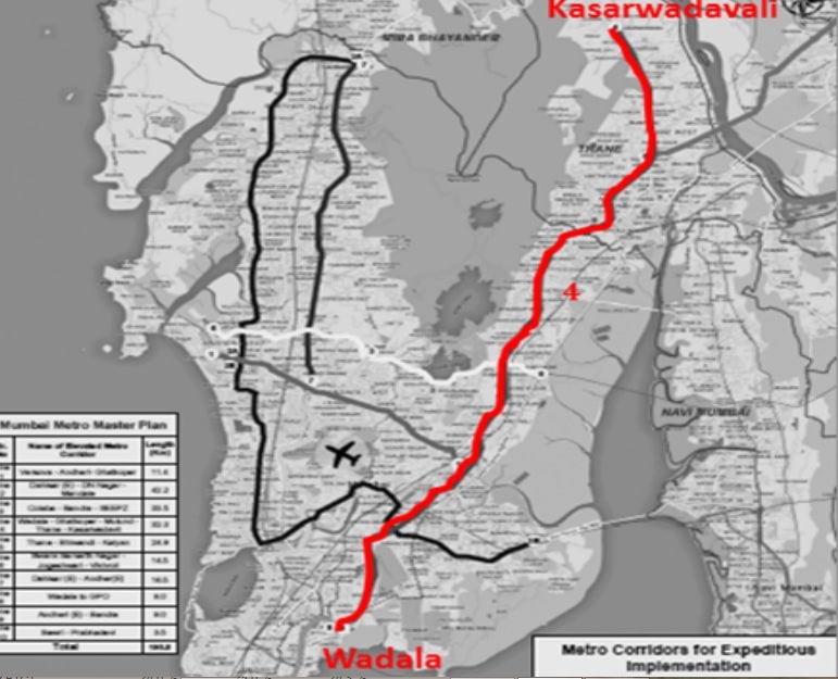 Mumbai Metro Route - Line 4-4A Map
