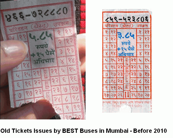 Old Tickets in BEST Buses