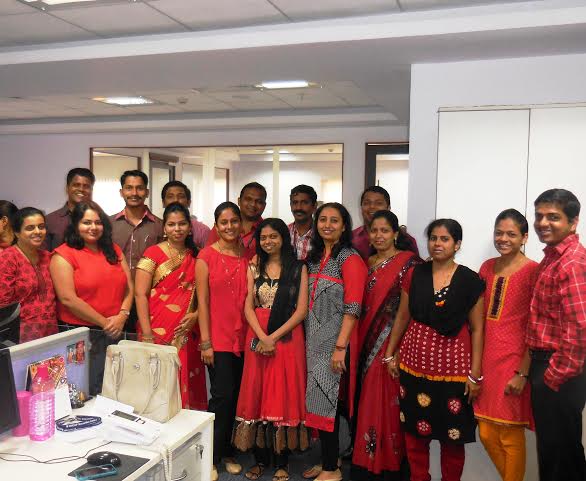 Group Wearing Red Colour Day Dress