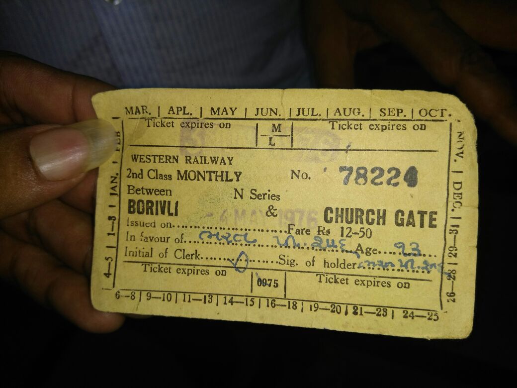 Old Mumbai Local Train Ticket
