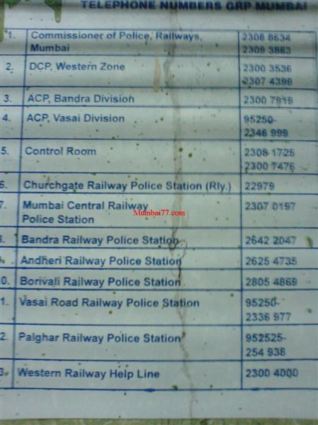 Railway Helpline Numbers Displayed