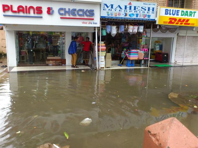 Shops Got Flooded In Heavy Rain
