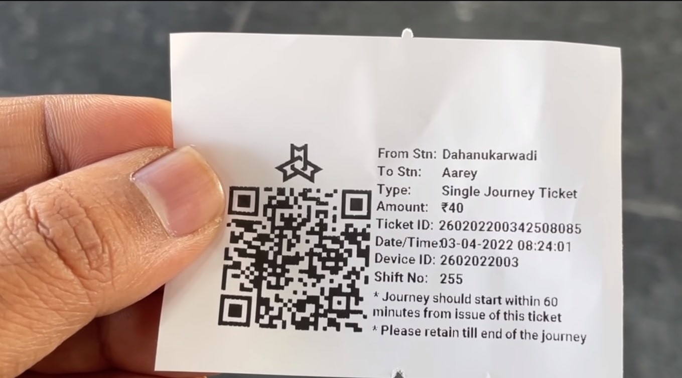 Mumbai Metro New QR Code Ticket