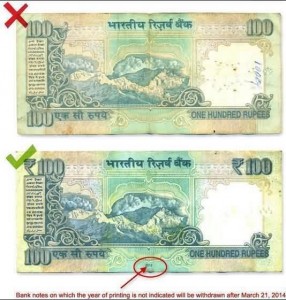 Indian Currency With Issued Year Printed